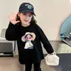 Camiseta de manga larga de algodón puro estilo coreano para niñas, nueva colección de otoño 2026, camiseta básica divertida para niñas, top casual, estilo ins