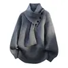 Moda Inverno Suéter Pulôver Masculino Tricô Masculino com Gola Alta Camada Base Casaco Suéter Masculino