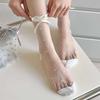 Calcetines de Encaje de Verano Encaje Fino JK Ultradelgados Lazo Polo de Lunares Japonés Transparentes Blancos de Media Caña Apilados