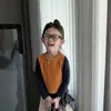 Conjunto de Tres Piezas para Niña de Manga Larga Nuevo Otoño 2026 Estilo Coreano Chaleco Elegante Infantil Camiseta Base Pantalones de Pierna Ancha Otoño