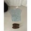 Liquidação, Sem Devoluções ou Trocas. Blusa de Tricô Manga Curta Gola V Costurada Minimalista Versátil Confortável Respirável Estilo Coreano de Verão A0892