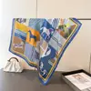 Lenço Quadrado Elegante com Estampa Equestre Seda Sintética Xale Versátil Lenço de Pescoço de Luxo Lenço de Cabeça Lenço de Seda Lenço para Mulheres