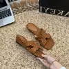 Primer Encuentro Jifa Retro Francés Hecho a Mano Tejido Sandalias Planas con Tira en H para Mujer Verano Ropa de Exterior Sandalias de Cuña Punta Abierta Vacaciones Playa