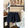 Shorts de Lã de Cordeiro 2025 para Mulheres, Moda Coreana Nicho Outono/Inverno, Shorts Peludos com Cordão para Mulheres