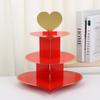 Soporte de Exhibición de Mesa de Postres de San Valentín de Alta Gama Personalizado de Fábrica Soporte de Pastel de Papel Desechable Charola de Postres de Tres Niveles