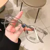 Óculos de Grau Meia-Armação para Mulheres, Populares entre Celebridades da Internet, Podem Ser Personalizados com Lentes de Grau, Proteção contra Radiação de Luz Azul e Armações Sem Grau g