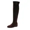 Botas de caballero, botas de moda que aumentan la altura, estilo clásico europeo y americano, botines versátiles de punta cuadrada para mujer, nuevo estilo de invierno de caña alta 2026
