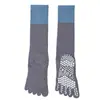 Calcetines de yoga de cinco dedos para mujer, calcetines de media pantorrilla, antideslizantes y a prueba de golpes, calcetines deportivos y de fitness con dedos separados, calcetines largos, entrenamiento profesional de Pilates para mujer