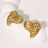 Brincos Europeus e Americanos Novos de Aço de Titânio com Tiras em Formato de Coração Estilosos de Nicho Brincos Assimétricos de Aço de Titânio Ouro 18K Venda por Atacado