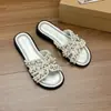 Pantuflas de Verano para Mujer para Exteriores, Sandalias de Moda Estilo Nuevo Inspiradas en Chanel, Estilo Hada Francés, Tacón Bajo con Perlas 2026 Playa