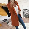 2026 Nuevo Estilo Europeo y Americano Amazon Wish Color Sólido Solapa Longitud Media Botones Abrigo de Lana para Mujeres Elegantes que Van al Trabajo