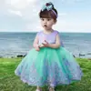 [Bestseller de Amazon] Vestido Formal Infantil para Comercio Exterior, Vestido de Princesa para Niñas Pequeñas, Vestido de Encaje con Bloques de Color, Adecuado para Todas las Estaciones