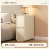 Mesita de noche extremadamente estrecha Estilo Nuevo 2024 Pequeña Simple Moderna Ultraestrecha Sandwich Madera Maciza Gabinete de Almacenamiento Estilo Crema Cama Estilo Nuevo