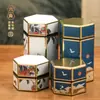 Caixa com Latas de Chá de 125g, Chá Verde, Chá Preto, Doces Modernos e Inovadores, Latas de Ferro Hexagonais Vazias Personalizáveis