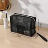 Bolsa de Maquillaje de Malla de Nylon Cosmética Transparente Bolsa de Almacenamiento de Viaje Gran Capacidad Portátil Tela de Malla Set de Neceser LOGO