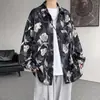 Outono 2026 Nova Camisa Floral Masculina Casual Estilo Hong Kong Corte Solto Tamanho Grande Estampa Digital Manga Longa Tendência