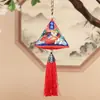 Bolsita del Festival del Bote del Dragón, Bolsita Triangular de Borla para Zongzi Estilo Chino Tradicional Bordada a Mano, Bolsita de Artemisa para Bendiciones, Bolsa Portátil