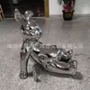 Decorações Macias Criativas de Estudo Artístico Minimalista de Luxo Leve Ornamento de Coelho Deitado Coelho Invertido de Superfície Espelhada de Aço Inoxidável