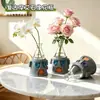 Estatua Moai Vintage Florero Hidropónico Arreglo Floral de Vidrio Botella Pequeña Decoración de Escritorio de Sala de Estar de Gama Alta Recepción Oficina