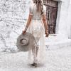 Kaikuo Roupa Feminina Transfronteiriça Europeia e Americana Amazon 2024 Primavera e Verão Exportação Casual Elegante Decote V Profundo Vestido de Manga Curta
