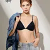 Botón Delantero Estilo Nuevo Halter Copa Francesa Triángulo Ropa Interior para Mujeres Verano Delgado Pecho Pequeño Espalda Bonita Espalda Descubierta Sujetador Sin Costuras