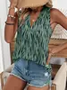 Camisa de Estilo Bohemio Transfronteriza con Estampado Vertical de Lunares Blancos y Negros, Cuello en V, Holgada, Chaleco para Vacaciones y Viajes