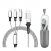 Cable de Carga Rápida 3 en 1 de 100W con Trenzado de Nylon para Teléfonos Móviles Apple y Android TYPE-C, Directo de Fábrica