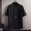 T-shirt de linho casual masculina verão pescoço redondo pullover top solto cor sólida T-shirt juventude respirável manga curta fina