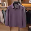 Camisa polo de manga larga estilo 'old money' de lujo para hombre, primavera y otoño, cuello de tijera, tacto de alta gama, camiseta base holgada