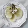 Grampo de Cabelo Phalaenopsis Lateral Flor Doce Presilha de Cabeça Flor Artificial Acessórios de Cabelo com Flores Clipe Lateral para Franja Foto na Praia