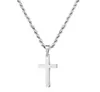 Joyería Popular Transfronteriza Collar con Colgante de Cruz de Acero de Titanio para Hombre Largo Accesible Lujo Versátil Accesorios de Doble Capa Oro de 18 Quilates Gama Alta