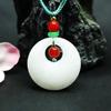 Pingente Guan Yu Jade Hetian Natural Jade Branco Pingente Princesa Ágata Vermelha Pingente da Paz Colar Atacado S3072012