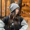 Chapéu de Lã Popular da Internet Outono e Inverno Japonês Pequeno para Rosto Gorro Frio Cachecol Grande para Cabeça Cordão Trançado Chapéu de Lã Tricotado