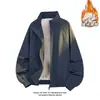 Jaqueta Retro Americana Outono e Inverno com Gola Alta para Homens, Forrada com Lã, Engrossada, Corte Solto, Casual, Versátil, Casaco de Algodão para Casal