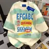 Camiseta de Manga Corta Rayada con Degradado Tie-Dye de Nicho de Moda Unisex Verano Más Vendido Holgada Cuello Redondo Top Casual