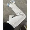 Jeans Rectos Ajustados para Hombre, Pantalones con Estilo High Street Americano, Estampado de Rayos Tendencia Nacional, Ligeramente Acampanados