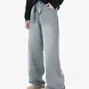 Calça Jeans Masculina Full Sky Star Moda Trendy Streetwear Hot Design de Strass Personalidade Nicho Desgastada Perna Reta Longa