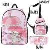 3D Nuevo Periférico Impreso Sanrio Merlot Bolso Mochila Bolso Cruzado Bolsa para Lápices Set Impreso de Tres Piezas
