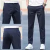 Pantalones casuales de verano nuevos, pantalones para hombre estilo K, pantalones modernos holgados de pierna recta para jóvenes, de algodón puro elástico color blanco hueso para hombre