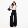 26 Jeans Nuevos de Moda para Mujer Pierna Ancha Estilo Americano Color Sólido Plisado Caída Adelgazante Suelto Soporte Dropshipping