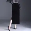 Falda de moda de longitud media con abertura lateral y patchwork de encaje para mujer, nueva falda lápiz de cintura alta de otoño 2026