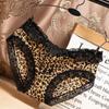 Venda Direta da Fábrica Combinação Estampa de Leopardo Seda Gelada Renda Sexy Roupa Íntima Feminina Cintura Média-Baixa Estampa de Leopardo Roupa Íntima Erótica Levanta Bumbum Feminino