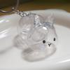 Caja de Almacenamiento Transparente con Pelo de Conejo Forma de Conejo Colgante de Gashapon Decoración Caja Commemorativa a Prueba de Polvo Juguete de Colección