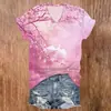 Camiseta de Mujer de Manga Corta con Cuello en V Personalizada con Estampado de Fénix y Flores, Impresión Digital 3D, Pedir desde 1 pieza