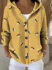 Cárdigan Sudadera con Capucha y Botones Estampado Floral Retro Transfronterizo Europeo y Americano para Mujer, Holgado, Casual, Manga Larga, Prenda Exterior