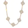 Collar de Hip-Hop Transfronterizo Europeo y Americano de Plata de Ley S925 Accesorios Trébol de Cuatro Hojas Circonita Cadena de Tenis Joyería para Hombres Personalización