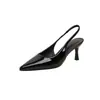 Versión de Piel de Vaca del Mismo Estilo Verano 2025 Elegantes Sandalias de Mujer con Punta Fina, Escote Bajo y Espalda Hueca, Zapatos Elegantes de Tacón Kitten