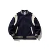 Ctsbts Jaqueta Patchwork de Couro PU Tendência Primavera e Outono Estilo College Americano Unissex Solta Jaqueta Baseball 2602