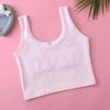 Camiseta interior tipo chaleco de algodón 9-12 con copas en el pecho, top sin mangas de cuello redondo para niñas, adecuado para estudiantes, ropa de verano