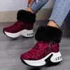 Botas de Nieve para Mujer 2023 Invierno Nuevo Estilo Coreano Botines Cortos de Gamuza con Forro de Felpa, Botas de Algodón Cálidas y que Aumentan la Altura, Botines de Tobillo de Moda con Forro de Felpa